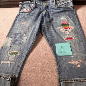 Polo by Ralph Lauren Blue Distressed Slim Jeans